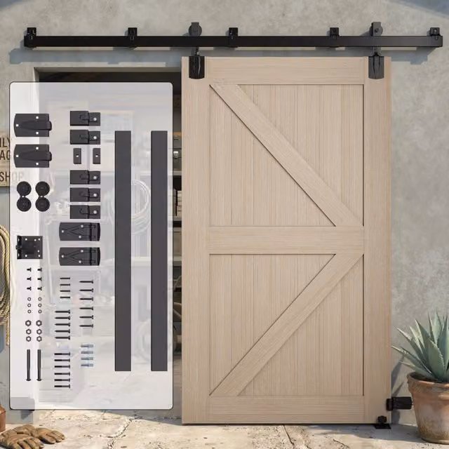 Set hardware Minimal per porte scorrevoli in acciaio inossidabile nero opaco, larghezza: 244 cm