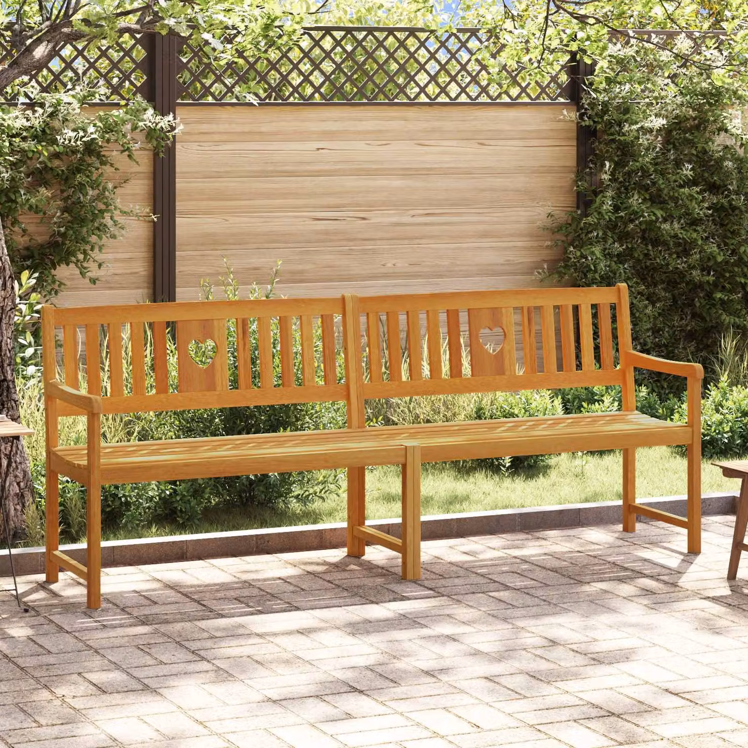 Panchina da esterno vidaXL in legno di acacia marrone per 4 persone L: 220 cm, P: 56 cm, H: 90 cm