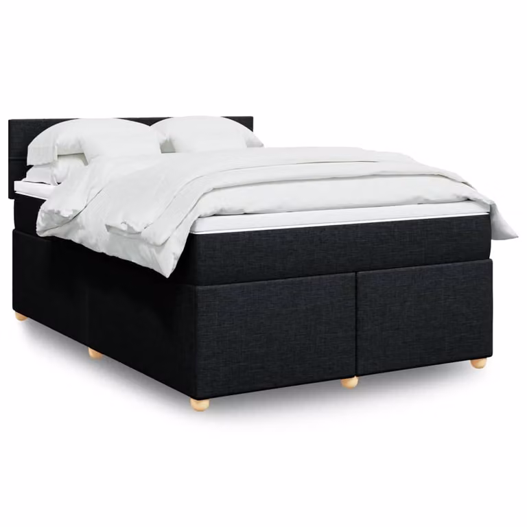 vidaXL Giroletto a molle con materasso ibrido in tessuto nero L: 140 cm, P: 200 cm