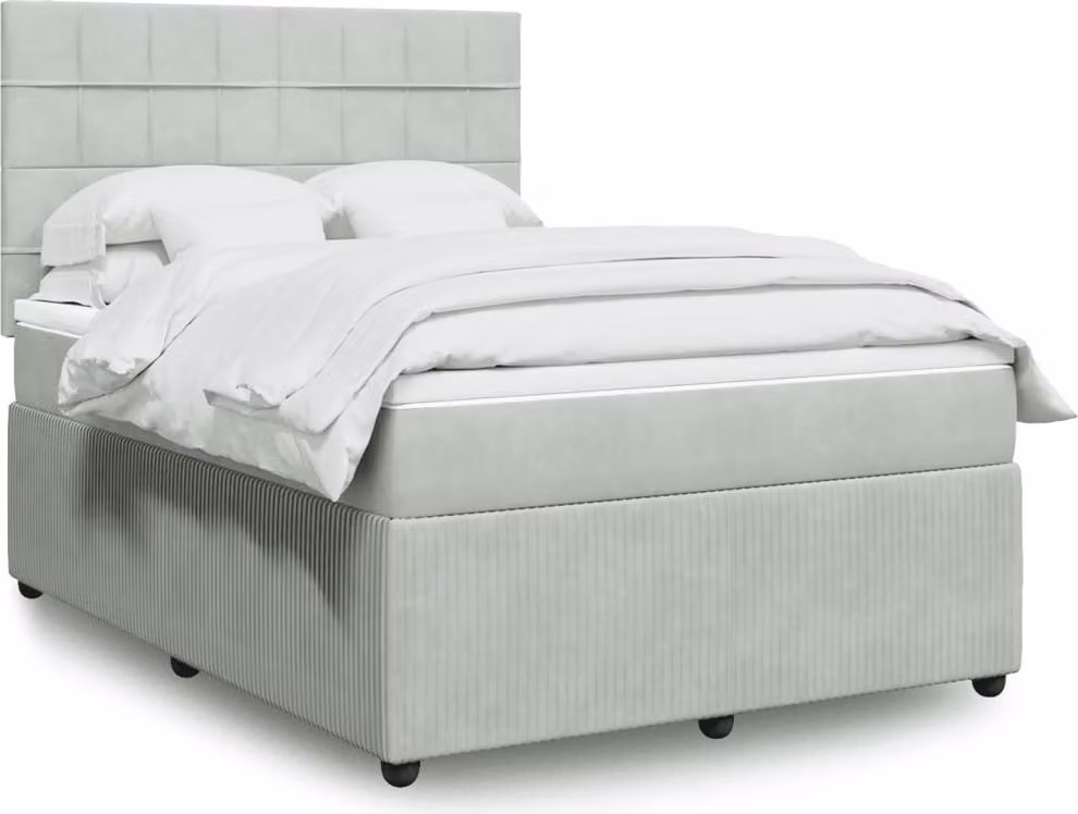 Maison Exclusive - Giroletto a Molle con Materasso Grigio Chiaro 140x190cm Velluto