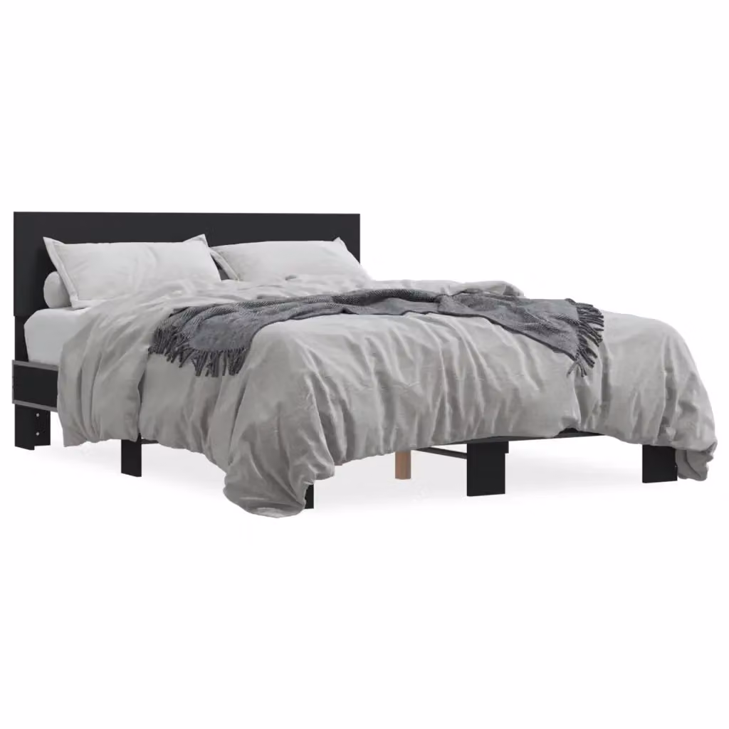 Letto con Giroletto Nero vidaXL in Legno e Metallo L/P/H: 190 x 140 x 32 cm – 2
