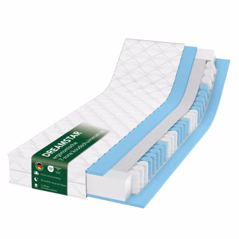 Materasso ergonomico a 7 zone con nucleo a molle insacchettate | 120 x 200 cm | 17 cm | H2 e H3 | Dreamstar Ergo Flex Duo | Materasso reversibile