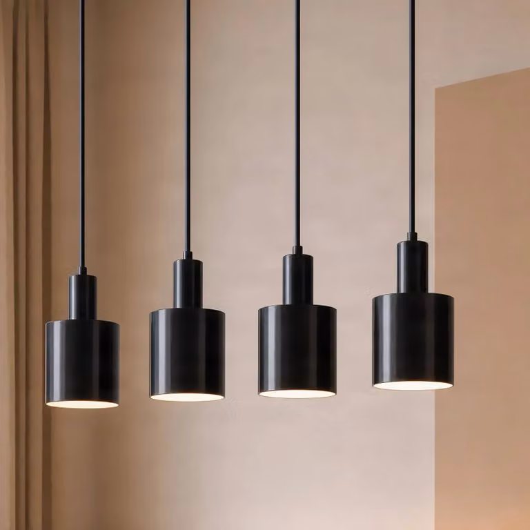 Lampada a sospensione Ovelia Lindby, dimmerabile, Nero, Soggiorno / Sala da pranzo, Metallo, Moderno, Lampada a sospensione