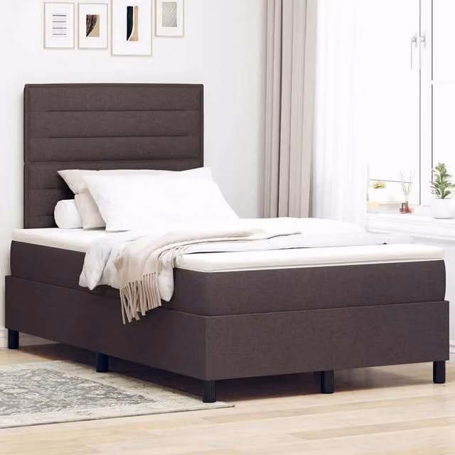 Letto moderno con materasso a molle insacchettate vidaXL in tessuto marrone L: 120 cm, P: 200 cm