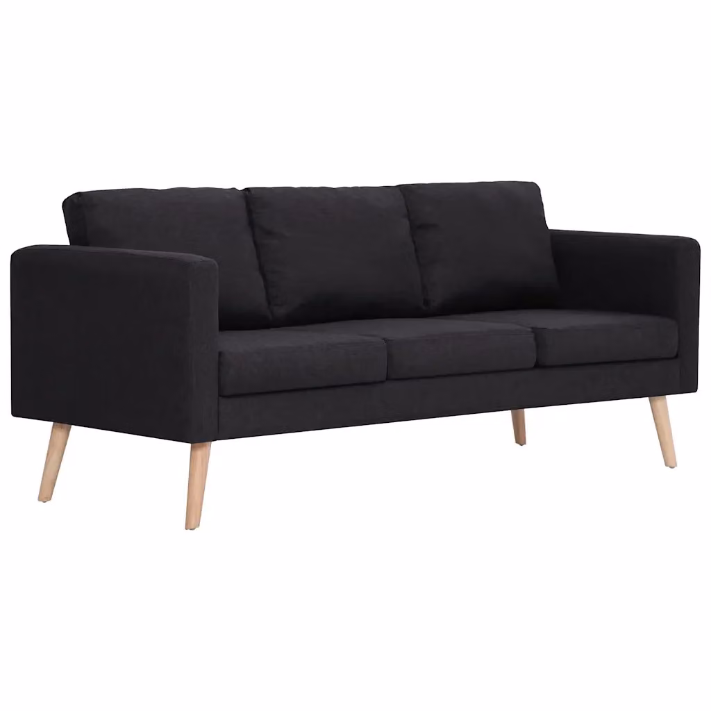 Divano a 3 posti moderno vidaXL in tessuto nero con struttura in legno e coperture rimovibili – 2