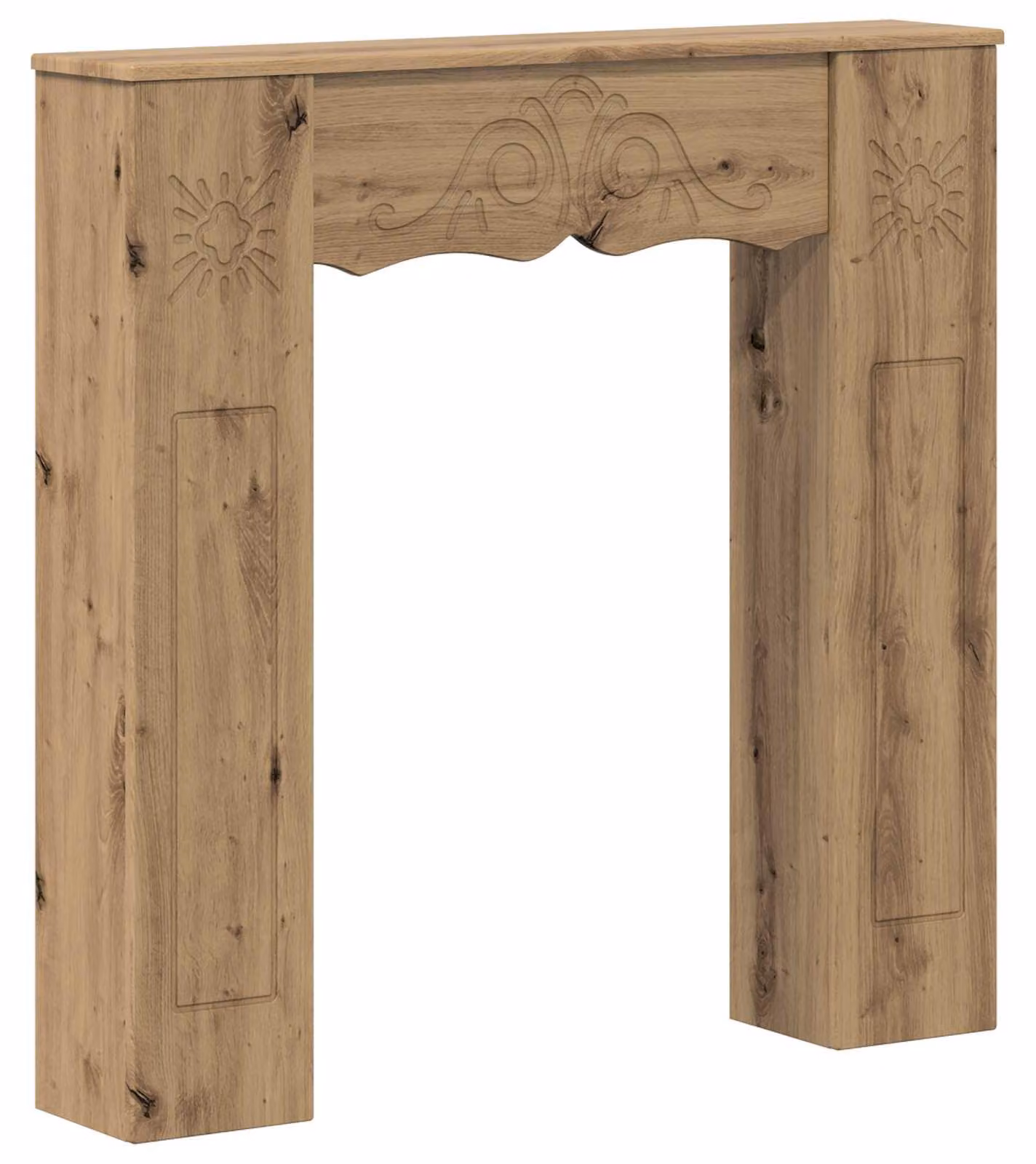 Cornice per camino in legno effetto "Artisan Oak", dimensioni 102 x 20 x 102 cm
