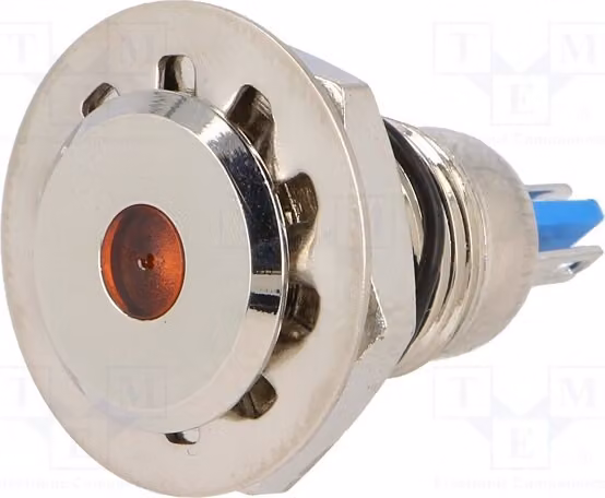 1x Indicatore luminoso: LED, apertura: Ø12mm, 24VDC, grado di protezione IP67, design piatto, ottone, modello GQ12F-D/O/24, LED