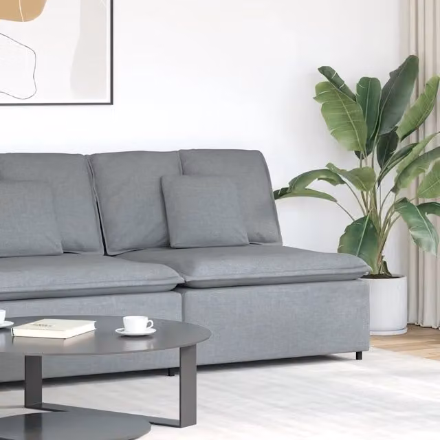 Modulo Centrale di Divano Modulare vidaXL con Cuscini Grigio Chiaro L: 100 cm