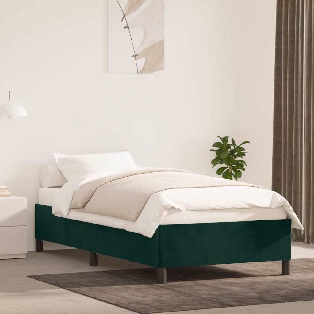 vidaXL Giroletto in Velluto Verde Scuro con Doghe in Composito L/P: 90 x 190 cm