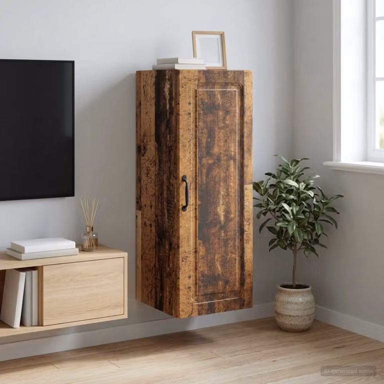 Mobiletto a muro vidaXL in legno marrone con ripiani regolabili e ante a battente L/P/H: 33 x 34,5 x 90 cm