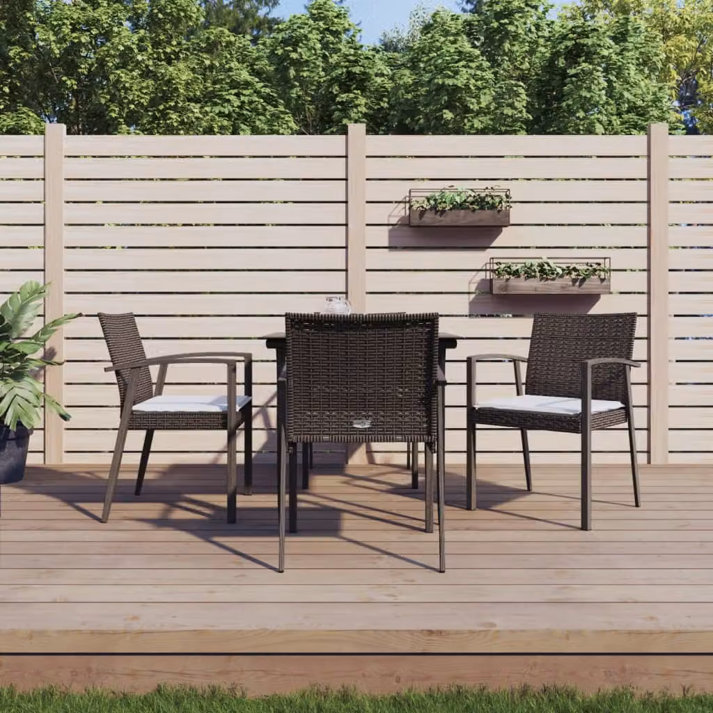 Set da pranzo da giardino vidaXL in polyrattan e acciaio con 5 pezzi e cuscini