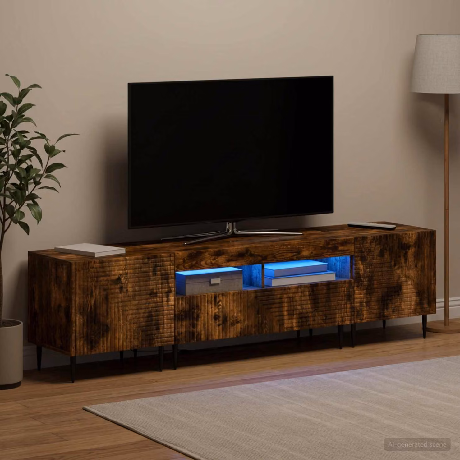 Mobile TV LED vidaXL in legno ingegnerizzato Rovere Fumo Marrone per soggiorno