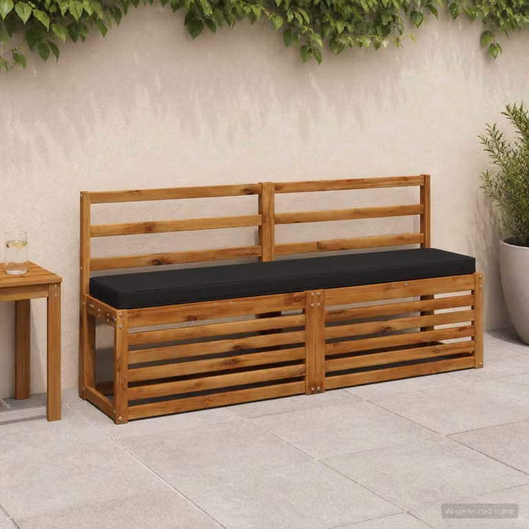 Set di 2 cuscini per panchina vidaXL in poliestere nero con rivestimento rimovibile e resistente ai raggi UV