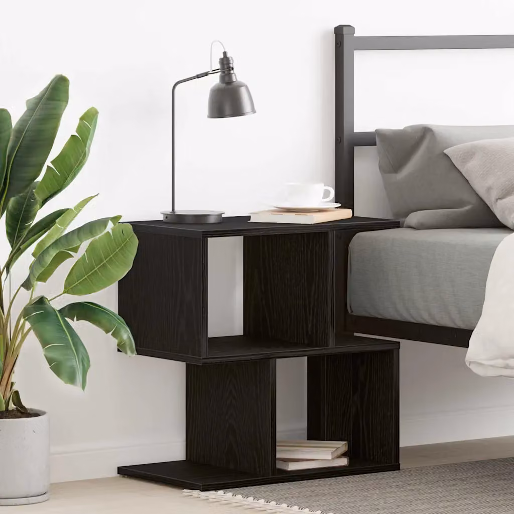 Armadio da Notte vidaXL in Stile Rustico, Colore Rovere e Nero, L 50 cm x P 30 cm x H 51,5 cm