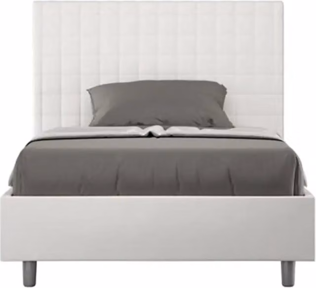 Letto singolo senza rete imbottito 100x210 similpelle bianco Sunny