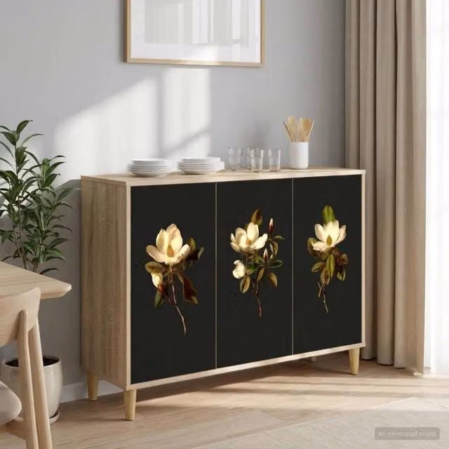 Credenza moderna BREMEN vidaXL in legno ingegnerizzato marrone e nero L/P/H: 102 x 33 x 75 cm