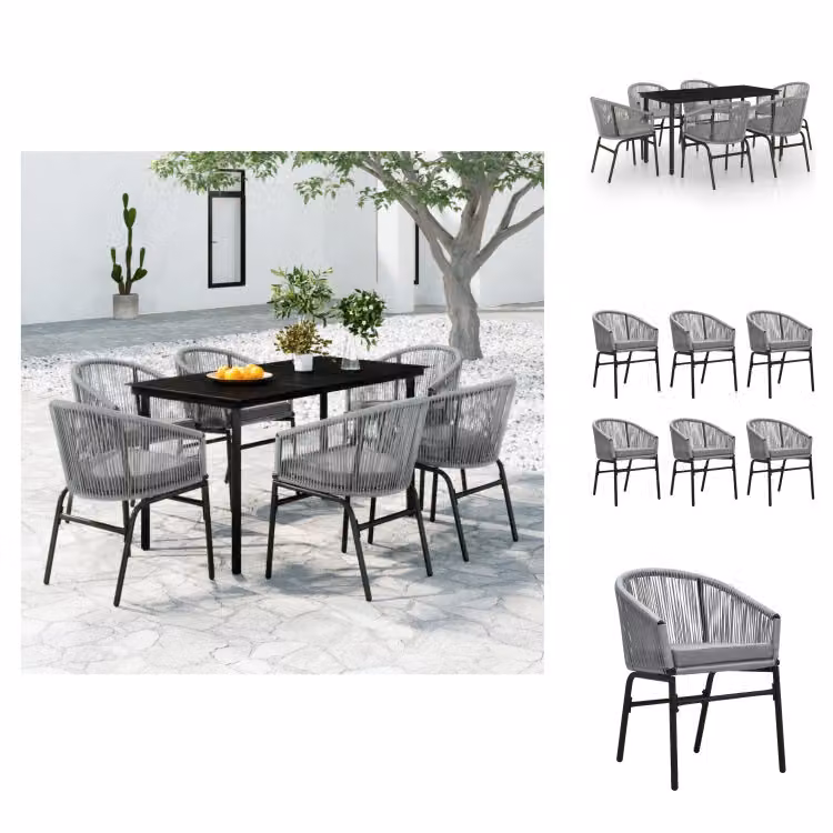 vidaXL set da pranzo da giardino 7 pezzi grigio - Set di mobili da giardino