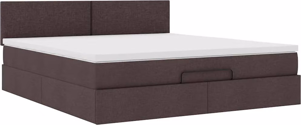 Ottomana con materasso in tessuto marrone scuro 180x200 cm