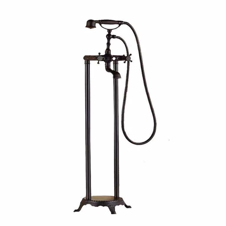 KRAN miscelatore da bagno retrò nero ALTHEA freestanding