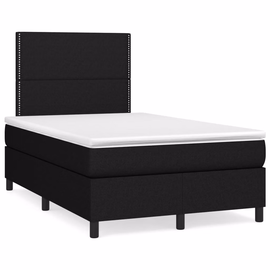 vidaXL Giroletto a Molle con Materasso Ibrido in Tessuto Nero e Bianco L/P/H: 120 x 200 x 123 cm