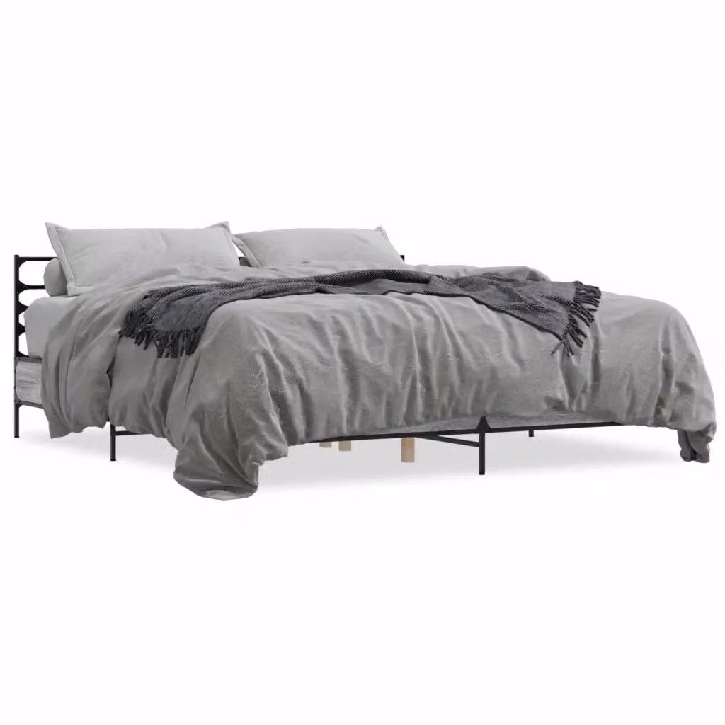 Letto Giroletto Sonoma Grigio vidaXL in Legno e Metallo 200x200 cm – 2