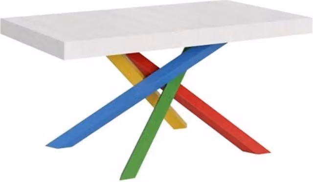 Tavolo allungabile Volantis Itamoby colore bianco frassino con gambe multicolore L: 180/284 cm, P: 90 cm – 1