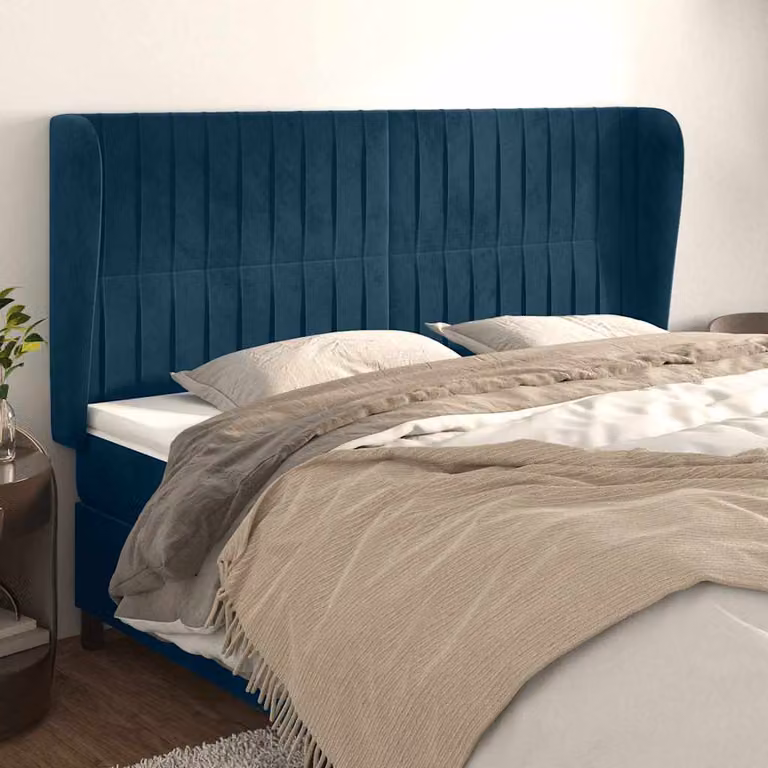 Testiera ad Orecchio vidaXL in Velluto Blu, L: 203 cm, P: 23 cm, H: 118/128 cm