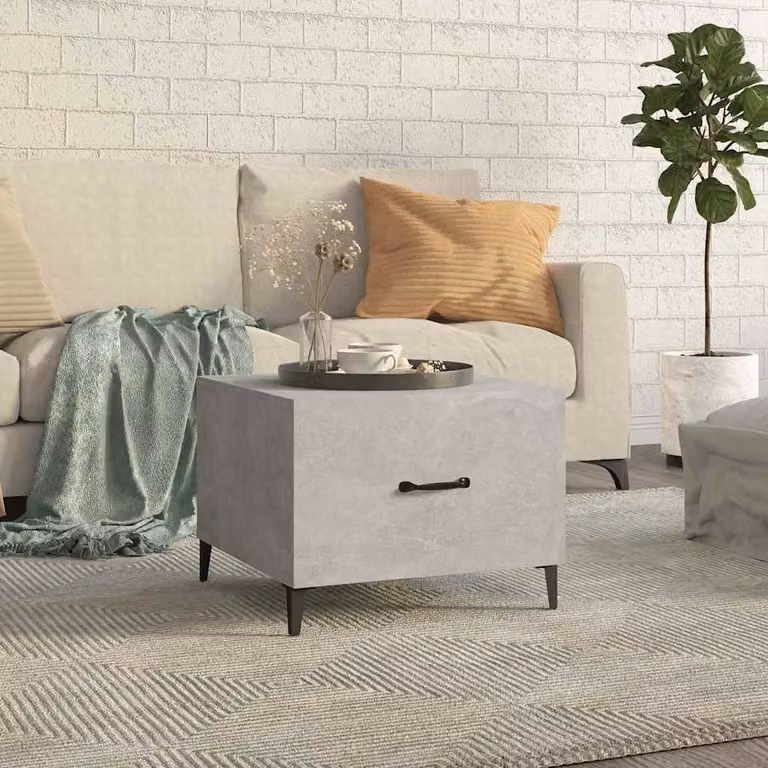 vidaXL Tavolino da Salotto Quadrato in Stile Industrial con Gambe in Metallo e Piano Grigio L/P/H: 50 x 50 x 40 cm