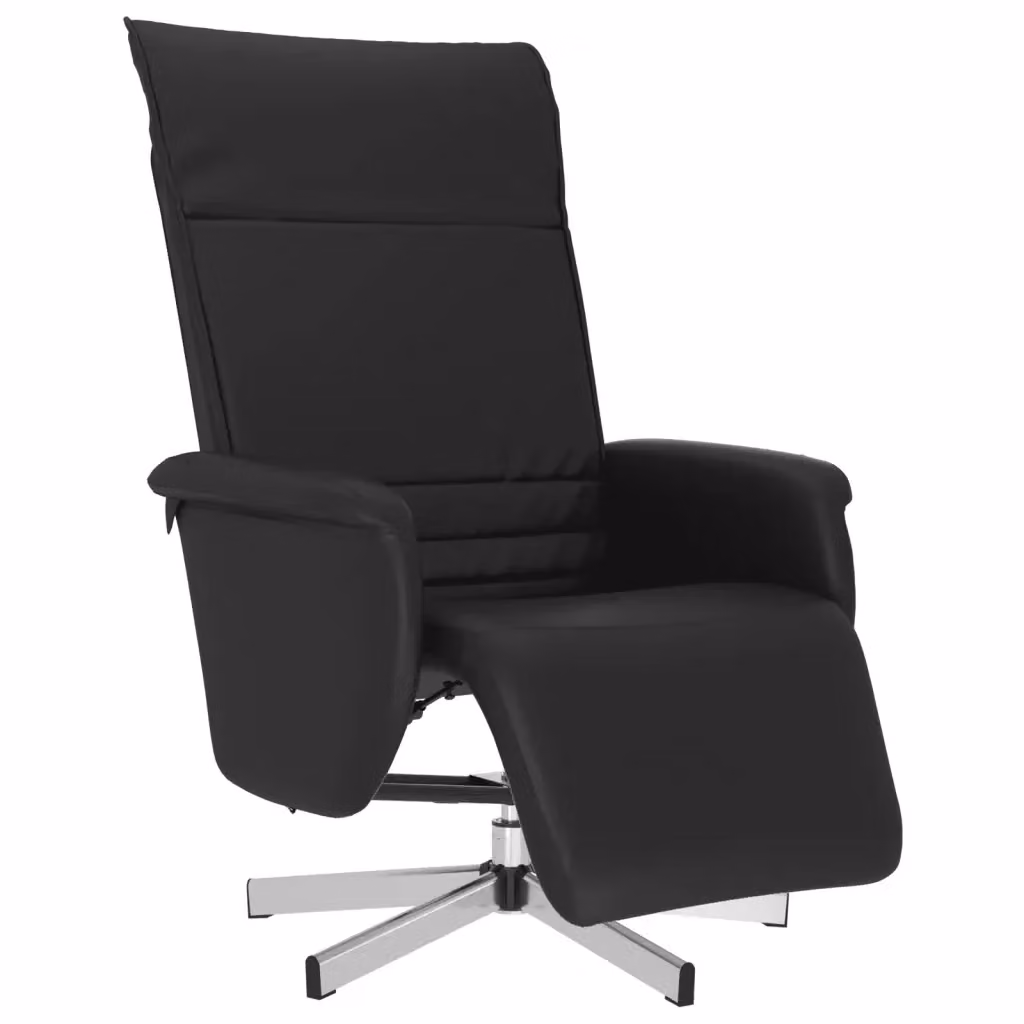 Poltrona Reclinabile con Poggiapiedi Design In in Similpelle Nera con Base Girevole 360 Gradi – 2