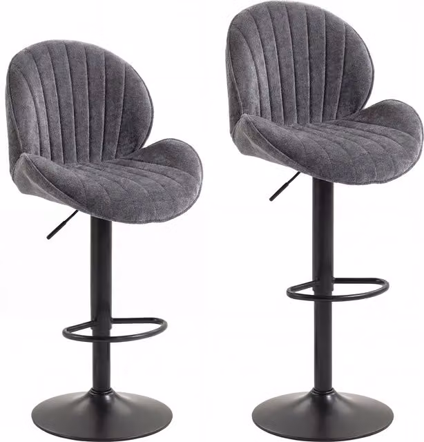 Set di 2 sgabelli da bar girevoli a 360 con schienale HOMCOM, regolabili in altezza da 62 a 83 cm, colore grigio