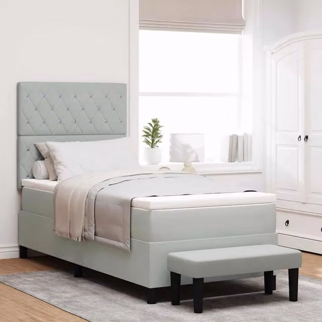 Letto con testiera in velluto grigio vidaXL L/P/H: 190 x 90 x 128 cm – 1