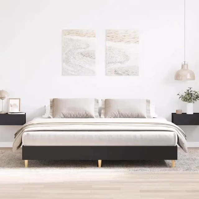 Giroletto vidaXL in legno multistrato nero con doghe fisse L/P: 200 x 200 cm