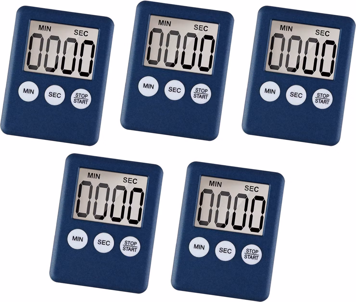 Set di 5 timer digitali, sveglie, blu scuro