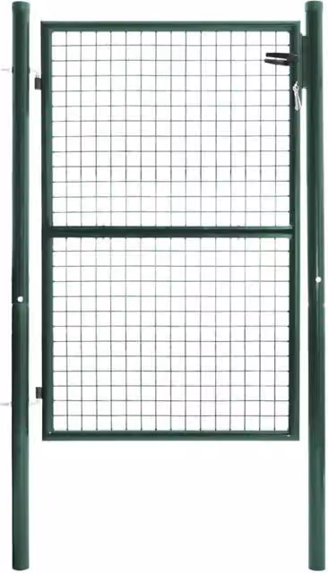 Cancello da giardino singolo a battente IDMarket in acciaio verde L: 105 cm, H: 125 cm