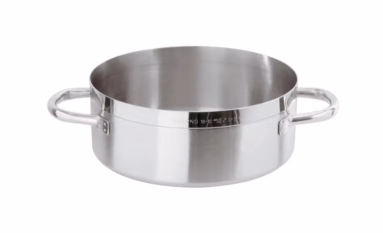 Casseruola Bassa Serie 1100 in acciaio inox con due maniglie per induzione, diam.28cm