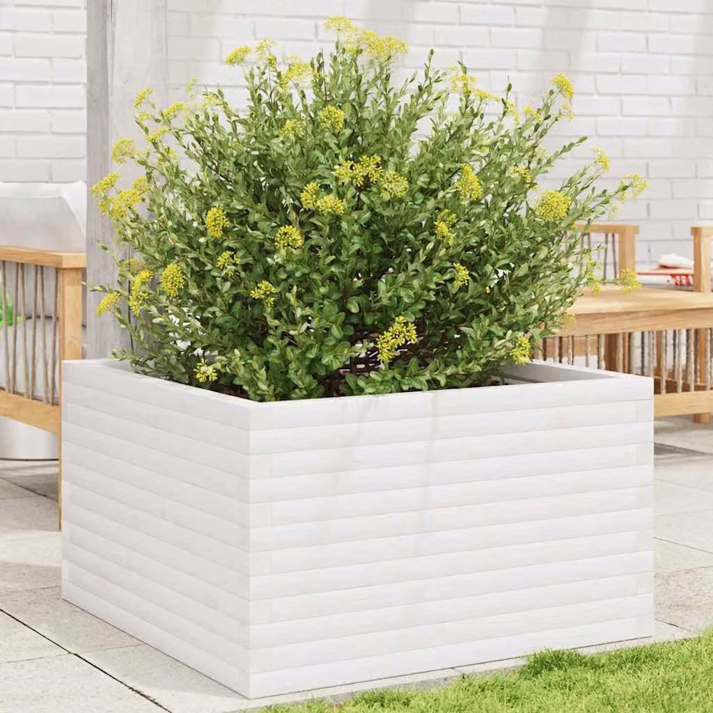 Fioriera da giardino vidaXL in legno di pino bianco L: 80 cm, P: 80 cm, H: 46 cm