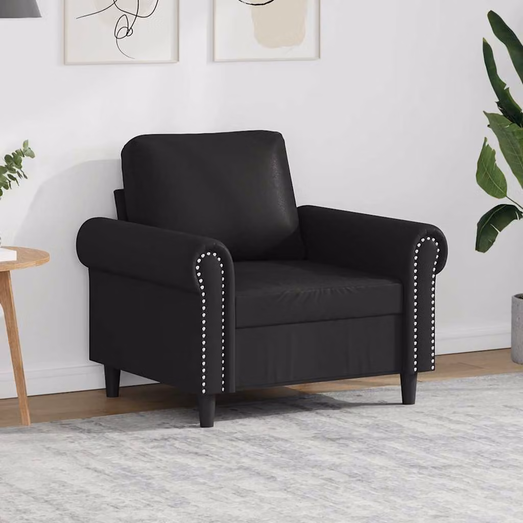 Poltrona moderna vidaXL in similpelle nera con braccioli e struttura in metallo