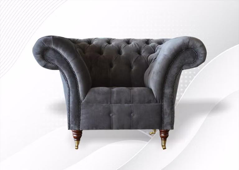 Luxus Design Möbel Esszimmer Sessel Wohnzimmer Lounge Club Relax Sofa Grau