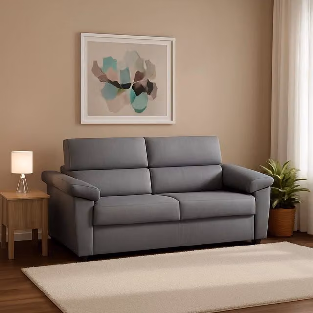 Contrada Divano Letto 2 Posti Made in Italy con Coperture Sfoderabili e Contenitore, Grigio, L: 205 cm, P: 95 cm – 1