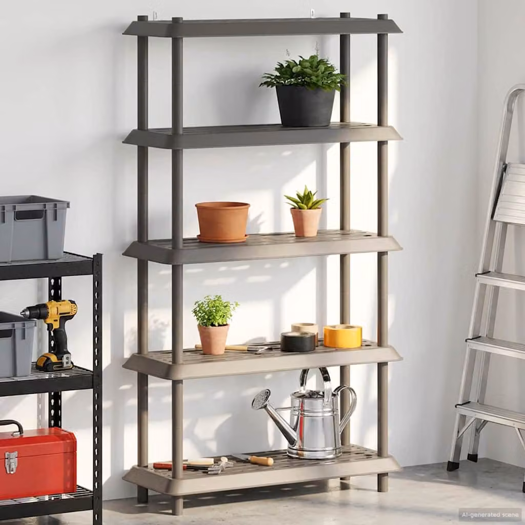 Unità di scaffalatura vidaXL a 5 livelli in plastica grigia L/P/H: 100 x 40 x 177 cm