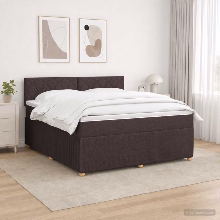Letto box spring vidaXL con materasso a molle insacchettate, struttura imbottita in tessuto e legno, con illuminazione sottostante e porta USB, L/P: 180 x 200 cm