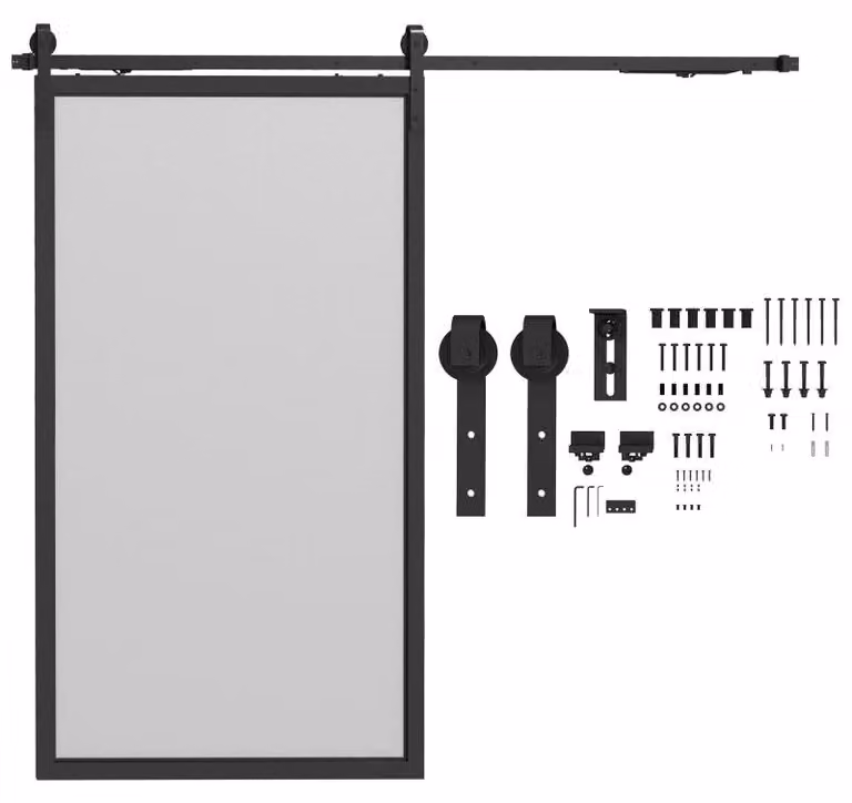 Ferramenta per porte scorrevoli - Sistema per porte scorrevoli | Colore: Nero | Dimensioni: 244x0,5x4 cm