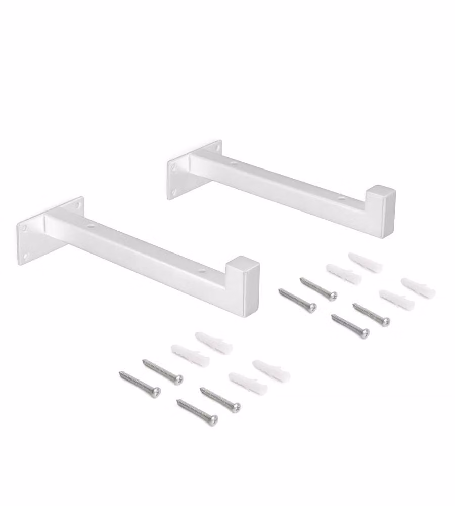 Set di supporti per mensole in legno Emuca con tubo quadro in acciaio verniciato bianco opaco