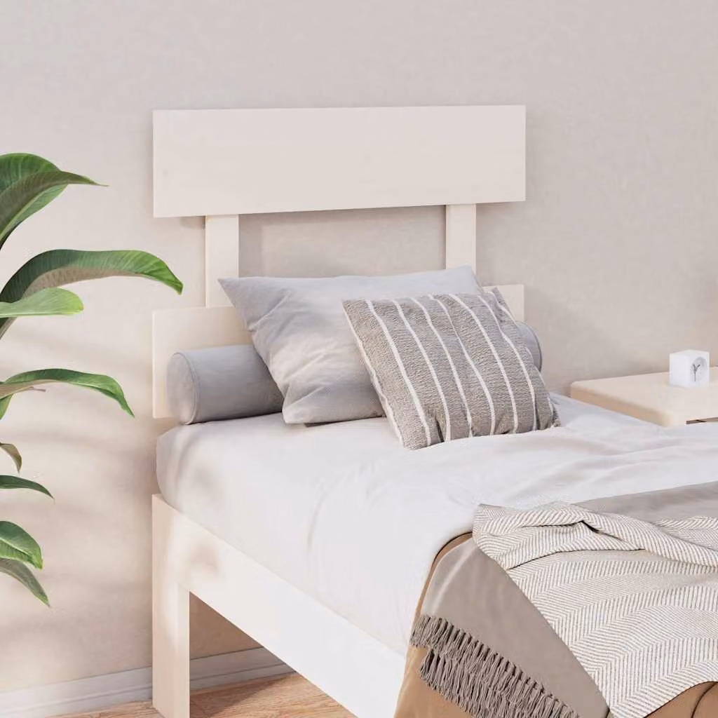 Testiera per letto vidaXL in legno massello di pino bianco, stile rustico, L 93,5 cm x P 3 cm x H 81 cm
