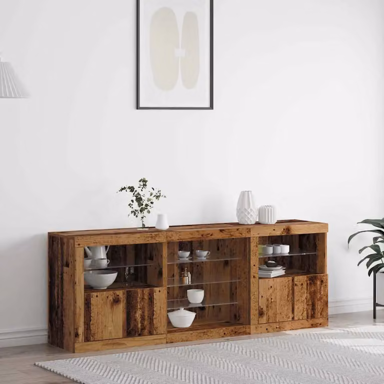 Madia moderna vidaXL in legno vecchio marrone con illuminazione LED L: 181,5 cm, P: 37 cm, H: 67 cm