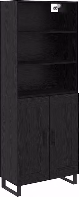 Credenza con cassetto 2 pz | Madia | Buffet da pranzo | Armadio da pranzo Rovere Nero Legno multistrato