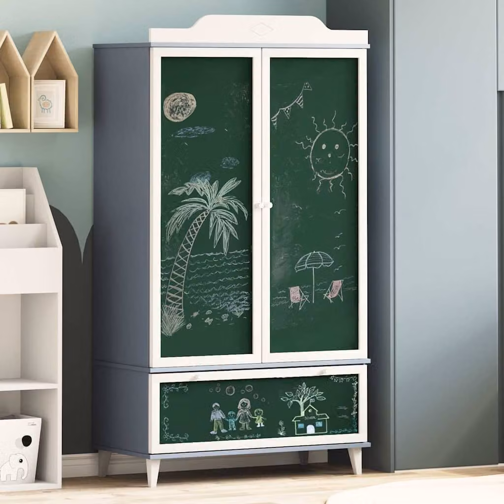 vidaXL Armadio per bambini ROROS Grigio e Bianco L: 90 cm, P: 45 cm, H: 165 cm