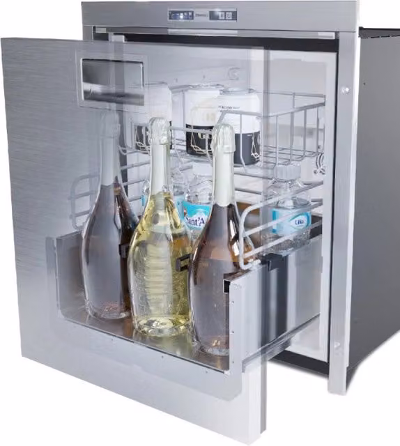 Frigorifero per bevande Vitrifrigo DW62 DRINKS incasso, colore argento con illuminazione LED interna e finitura in acciaio inox
