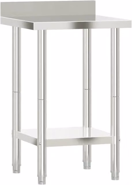 Tavolo da lavoro per cucina in metallo argento con paraschizzi L/P/H: 55 x 55 x 93 cm