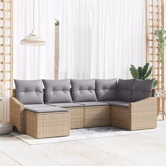 Set di divani 6 pz Beige polyrattan 3346790